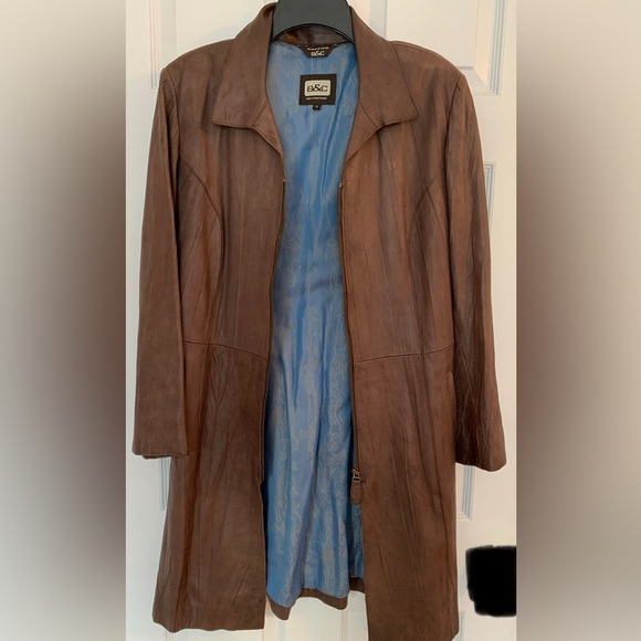 Coat, leather light tan brown, double lining cloth - Picture 1 of 13